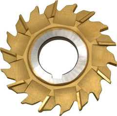 Made in USA - 3" Diam x 1/4" Width of Cut, 18 Teeth, High Speed Steel Side Milling Cutter - Staggered Teeth, TiN Coated - Caliber Tooling