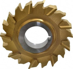 Made in USA - 3" Diam x 1/2" Width of Cut, 18 Teeth, High Speed Steel Side Milling Cutter - Staggered Teeth, TiN Coated - Caliber Tooling