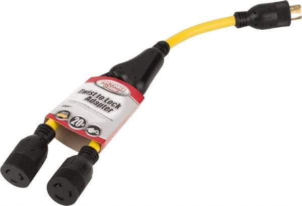 Southwire - 2 Outlets, 125 VAC, 20 Amp, Yellow and Black, Y Adapter - L5-20P, L5-20R NEMA Configuration, 20 Inch Long, UL Listed - Caliber Tooling