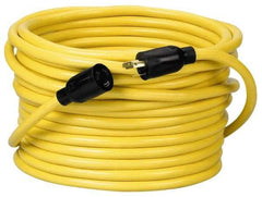 Southwire - 100', 12/3 Gauge/Conductors, Yellow Wet & Dry Location, Indoor & Outdoor Extension Cord - 1 Receptacle, 15 Amps, 125 VAC, UL STW, NEMA L5-20P, L5-20R - Caliber Tooling