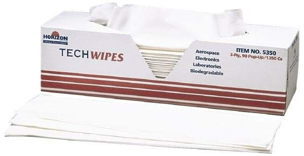 Ability One - Flat Fold Clean Room/Lab/Critical Task Wipes - 16-1/2" x 15" Sheet Size, White - Caliber Tooling