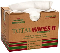 Ability One - Flat Fold Shop Towel/Industrial Wipes - 16-1/2" x 13" Sheet Size, White - Caliber Tooling