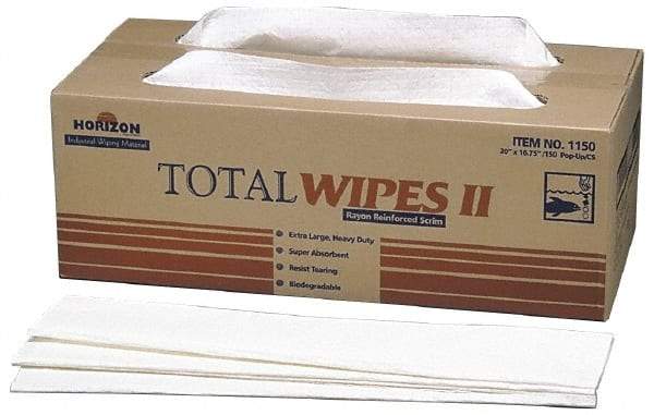 Ability One - Flat Fold Shop Towel/Industrial Wipes - 16-1/2" x 20" Sheet Size, White - Caliber Tooling