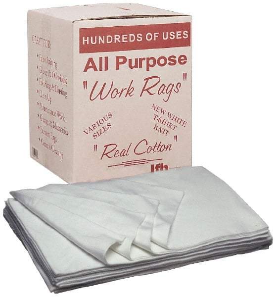 Ability One - 9 Inch Long x 11-1/2 Inch Wide Cotton Rags - White, Box - Caliber Tooling