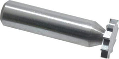 Made in USA - 3/4" Diam x 1/8" Face Width, Solid Carbide, 10 Teeth, Shank Connection Woodruff Keyseat Cutter - Uncoated, 2-1/8" OAL x 1/2" Shank, Straight Teeth, ANSI 406, Old Standard 7 - Caliber Tooling