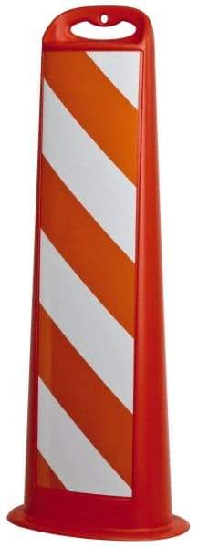 PRO-SAFE - 39" High x 8" Wide Reflective Vertical Panel - Plastic, 3.4 Lbs, White/Orange - Caliber Tooling