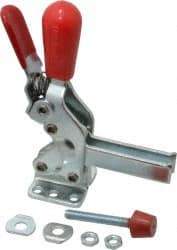 De-Sta-Co - 600 Lb Holding Capacity, Vertical Handle, Manual Hold Down Toggle Clamp - 66° Handle Movement, 75° Bar Opening, U-Bar, Flanged Base, Electro-Plated Zinc, Carbon Steel - Caliber Tooling