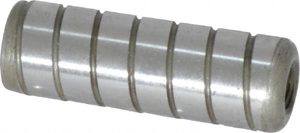 Jergens - 1/2" Diam x 1-1/2" Pin Length Alloy Steel Grooved Dowel Pin - C 47-58 & C 60-64 (Surface) Hardness, 1 Beveled & 1 Threaded End - Caliber Tooling