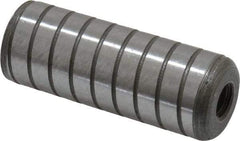 Jergens - 3/4" Diam x 2" Pin Length Alloy Steel Grooved Dowel Pin - C 47-58 & C 60-64 (Surface) Hardness, 1 Beveled & 1 Threaded End - Caliber Tooling