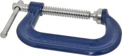 Gibraltar - Regular-Duty 4" Max Opening, 3-1/4" Throat Depth, Forged Steel Standard C-Clamp - 6,200 Lb Capacity, 0" Min Opening, Deep Throat - Caliber Tooling