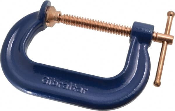 Gibraltar - Regular-Duty 3" Max Opening, 2-3/8" Throat Depth, Forged Steel Standard C-Clamp - 3,500 Lb Capacity, 0" Min Opening, Deep Throat, Copper Plated Screw - Caliber Tooling