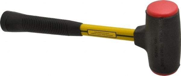 NUPLA - 32 oz Head 2" Face Diam Urethane Dead Blow Hammer - 13-11/16" OAL, Fiberglass Handle - Caliber Tooling