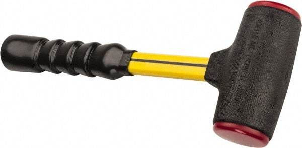 NUPLA - 32 oz Head 2" Face Diam Urethane Dead Blow Hammer - 13-11/16" OAL, Fiberglass Handle - Caliber Tooling