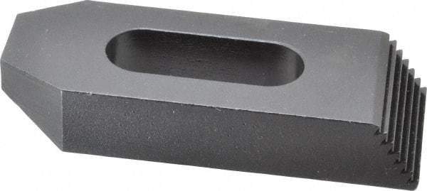 Gibraltar - 5/8" Stud, Steel, Serrated Strap Clamp - 1-3/16" Travel, 4" OAL x 1-1/2" Wide x 3/4" High, Black Oxide Finish, Tapered Nose - Caliber Tooling