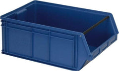 Quantum Storage - 100 Lb. Load Capacity, 19-3/4" Deep, Blue Polyethylene Hopper Stacking Bin - 11-7/8" High x 12-3/8" Wide x 19-3/4" Long - Caliber Tooling