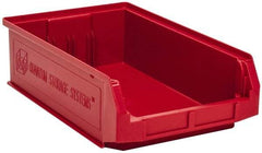 Quantum Storage - 80 Lb. Load Capacity, 19-3/4" Deep, Red Polyethylene Hopper Stacking Bin - 5-7/8" High x 12-3/8" Wide x 19-3/4" Long - Caliber Tooling