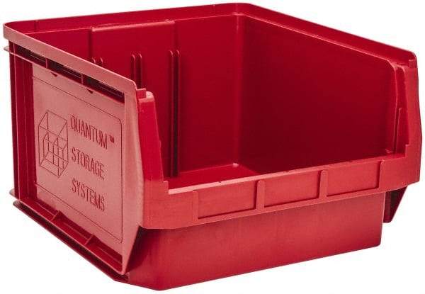 Quantum Storage - 120 Lb. Load Capacity, 19-3/4" Deep, Red Polyethylene Hopper Stacking Bin - 11-7/8" High x 18-3/8" Wide x 19-3/4" Long - Caliber Tooling