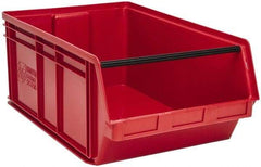 Quantum Storage - 140 Lb. Load Capacity, 29" Deep, Red Polyethylene Hopper Stacking Bin - 11-7/8" High x 18-3/8" Wide x 29" Long - Caliber Tooling