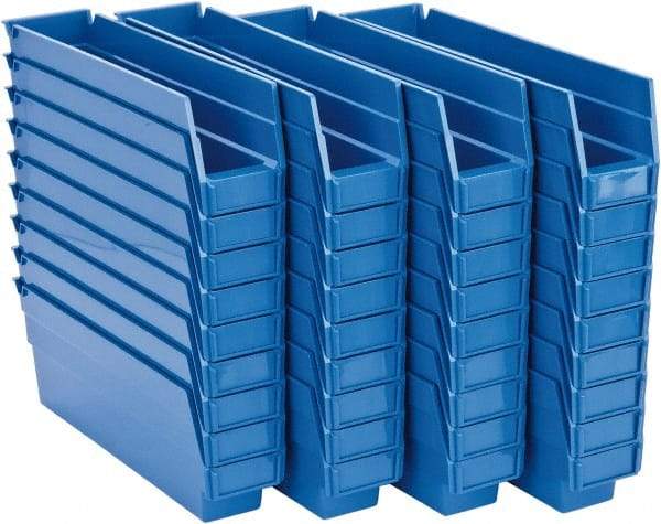 Quantum Storage - 50 Lb. Load Capacity, 11-5/8" Deep, Blue Polypropylene Hopper Shelf Bin - 4" High x 2-3/4" Wide x 11-5/8" Long - Caliber Tooling