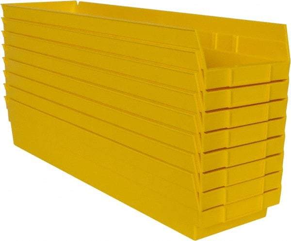 Quantum Storage - 50 Lb. Load Capacity, 23-5/8" Deep, Yellow Polypropylene Hopper Shelf Bin - 4" High x 6-5/8" Wide x 23-5/8" Long - Caliber Tooling