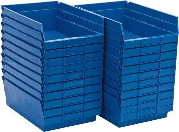 Quantum Storage - 50 Lb. Load Capacity, 11-5/8" Deep, Blue Polypropylene Hopper Shelf Bin - 4" High x 8-3/8" Wide x 11-5/8" Long - Caliber Tooling