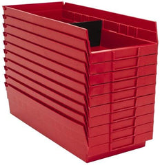 Quantum Storage - 50 Lb. Load Capacity, 17-7/8" Deep, Red Polypropylene Hopper Shelf Bin - 4" High x 8-3/8" Wide x 17-7/8" Long - Caliber Tooling