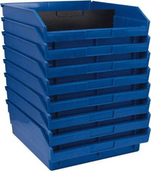 Quantum Storage - 50 Lb. Load Capacity, 11-5/8" Deep, Blue Polypropylene Hopper Shelf Bin - 4" High x 11-1/8" Wide x 11-5/8" Long - Caliber Tooling