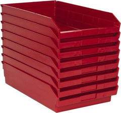 Quantum Storage - 50 Lb. Load Capacity, 17-7/8" Deep, Red Polypropylene Hopper Shelf Bin - 4" High x 11-1/8" Wide x 17-7/8" Long - Caliber Tooling