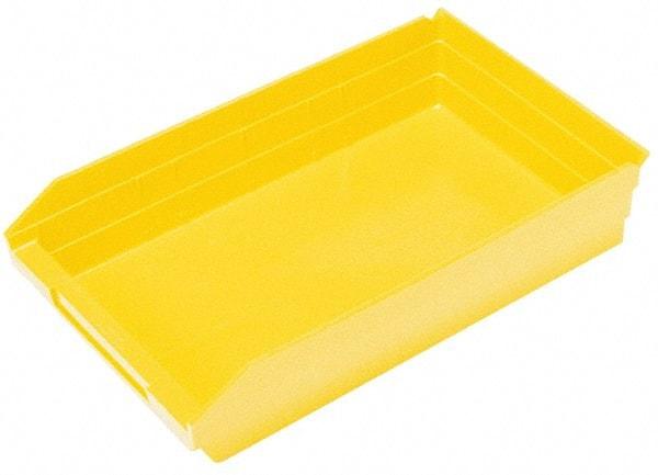 Quantum Storage - 50 Lb. Load Capacity, 17-7/8" Deep, Yellow Polypropylene Hopper Shelf Bin - 4" High x 11-1/8" Wide x 17-7/8" Long - Caliber Tooling