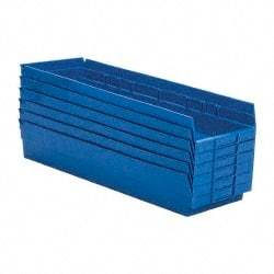 Quantum Storage - 50 Lb. Load Capacity, 23-5/8" Deep, Blue Polypropylene Hopper Shelf Bin - 4" High x 8-3/8" Wide x 23-5/8" Long - Caliber Tooling