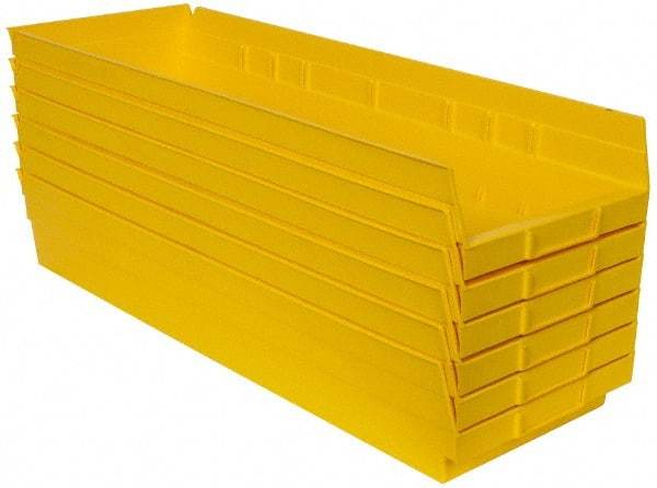 Quantum Storage - 50 Lb. Load Capacity, 23-5/8" Deep, Yellow Polypropylene Hopper Shelf Bin - 4" High x 8-3/8" Wide x 23-5/8" Long - Caliber Tooling