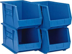 Quantum Storage - 75 Lb. Load Capacity, 18" Deep, Blue Polypropylene Hopper Stacking Bin - 10" High x 11" Wide x 18" Long - Caliber Tooling