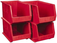 Quantum Storage - 75 Lb. Load Capacity, 18" Deep, Red Polypropylene Hopper Stacking Bin - 10" High x 11" Wide x 18" Long - Caliber Tooling