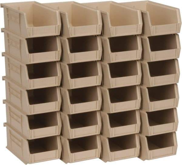 Quantum Storage - 10 Lb. Load Capacity, 7-3/8" Deep, Ivory Polypropylene Hopper Stacking Bin - 3" High x 4-1/8" Wide x 7-3/8" Long - Caliber Tooling