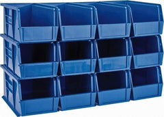 Quantum Storage - 30 Lb. Load Capacity, 10-7/8" Deep, Blue Polypropylene Hopper Stacking Bin - 5" High x 5-1/2" Wide x 10-7/8" Long - Caliber Tooling