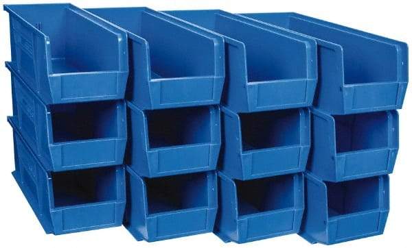 Quantum Storage - 50 Lb. Load Capacity, 14-3/4" Deep, Blue Polypropylene Hopper Stacking Bin - 5" High x 5-1/2" Wide x 14-3/4" Long - Caliber Tooling