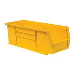 Quantum Storage - 50 Lb. Load Capacity, 14-3/4" Deep, Yellow Polypropylene Hopper Stacking Bin - 5" High x 5-1/2" Wide x 14-3/4" Long - Caliber Tooling