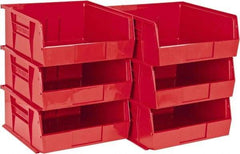 Quantum Storage - 50 Lb. Load Capacity, 10-7/8" Deep, Red Polypropylene Hopper Stacking Bin - 5" High x 11" Wide x 10-7/8" Long - Caliber Tooling