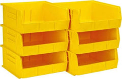 Quantum Storage - 50 Lb. Load Capacity, 10-7/8" Deep, Yellow Polypropylene Hopper Stacking Bin - 5" High x 11" Wide x 10-7/8" Long - Caliber Tooling