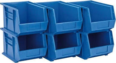 Quantum Storage - 50 Lb. Load Capacity, 10-3/4" Deep, Blue Polypropylene Hopper Stacking Bin - 7" High x 8-1/4" Wide x 10-3/4" Long - Caliber Tooling