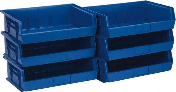 Quantum Storage - 60 Lb. Load Capacity, 10-7/8" Deep, Blue Polypropylene Hopper Stacking Bin - 5" High x 16-1/2" Wide x 10-7/8" Long - Caliber Tooling