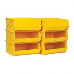 Quantum Storage - 75 Lb. Load Capacity, 14-3/4" Deep, Yellow Polypropylene Hopper Stacking Bin - 7" High x 16-1/2" Wide x 14-3/4" Long - Caliber Tooling