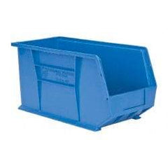 Quantum Storage - 60 Lb. Load Capacity, 18" Deep, Blue Polypropylene Hopper Stacking Bin - 9" High x 8-1/4" Wide x 18" Long - Caliber Tooling