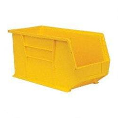 Quantum Storage - 60 Lb. Load Capacity, 18" Deep, Yellow Polypropylene Hopper Stacking Bin - 9" High x 8-1/4" Wide x 18" Long - Caliber Tooling