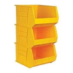 Quantum Storage - 75 Lb. Load Capacity, 18" Deep, Yellow Polypropylene Hopper Stacking Bin - 11" High x 16-1/2" Wide x 18" Long - Caliber Tooling