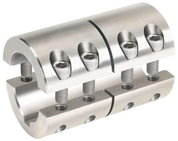 Climax Metal Products - 1 x 1/2" Bore, Stainless Steel, With Keyway Two Piece Split Shaft Collar - 1-3/4" Outside Diam, 3" Wide - Caliber Tooling