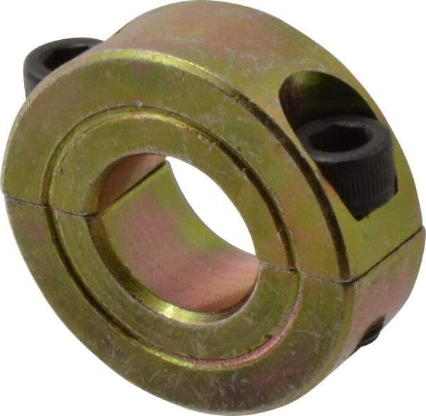 Climax Metal Products - 9/16" Bore, Steel, Two Piece Clamping Shaft Collar - 1-1/8" Outside Diam, 7/16" Wide - Caliber Tooling