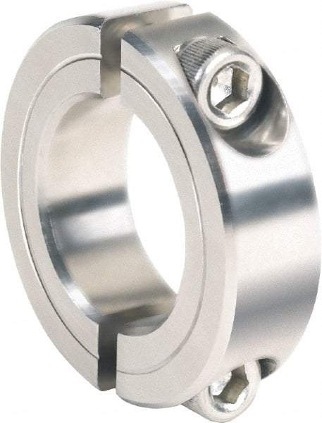 Climax Metal Products - 2-3/4" Bore, Stainless Steel, Two Piece Clamping Shaft Collar - 4" Outside Diam, 7/8" Wide - Caliber Tooling