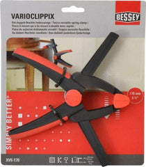 Bessey - 6-1/2" Jaw Opening Capacity, 2" Throat Depth, Double Variable Jaw, Spring Clamp - Plastic Body, Plastic Handle, Plastic Tip, 9" OAL - Caliber Tooling