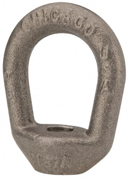 Gibraltar - 1,240 Lb Capacity, 3/8-16 Thread, Self Colored, Carbon Steel Regular Duty Lifting Eye Nut - Grade C-1030, 2-1/16" High, 1" Inside & 1-5/8" Outside Eye Diam, 1-5/8" Bell/Base Width - Caliber Tooling